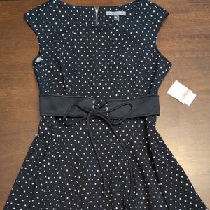 Danny & Nicole Black and White Polka Dot Dress